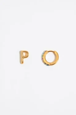 Mujer BIMBA Y LOLA Abecedario<Pendientes Letra P Y Aro Mini Cristales Multicolores