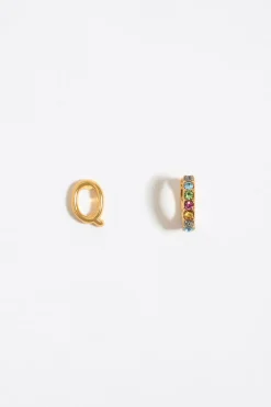Mujer BIMBA Y LOLA Abecedario<Pendientes Letra Q Y Aro Mini Cristales Multicolores