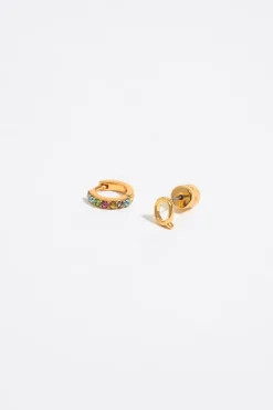 Mujer BIMBA Y LOLA Abecedario<Pendientes Letra Q Y Aro Mini Cristales Multicolores