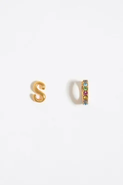 Mujer BIMBA Y LOLA Abecedario<Pendientes Letra S Y Aro Mini Cristales Multicolores