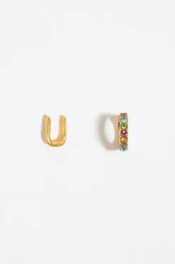 Mujer BIMBA Y LOLA Abecedario<Pendientes Letra U Y Aro Mini Cristales Multicolores