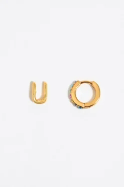 Mujer BIMBA Y LOLA Abecedario<Pendientes Letra U Y Aro Mini Cristales Multicolores