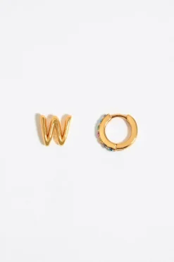 Mujer BIMBA Y LOLA Abecedario<Pendientes Letra W Y Aro Mini Cristales Multicolores