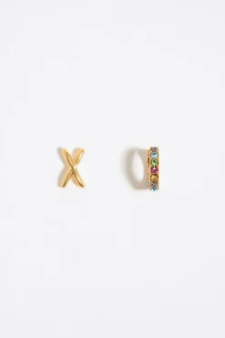 Mujer BIMBA Y LOLA Abecedario<Pendientes Letra X Y Aro Mini Cristales Multicolores