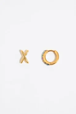 Mujer BIMBA Y LOLA Abecedario<Pendientes Letra X Y Aro Mini Cristales Multicolores