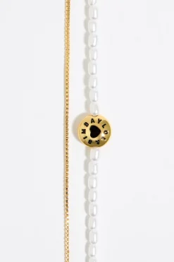 Mujer BIMBA Y LOLA Pulseras<Pulsera Doble Logo Candy Perlas Negro