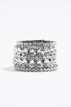 Mujer BIMBA Y LOLA Pulseras<Pulsera Elastica Cristales Plateada