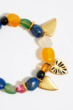 Mujer BIMBA Y LOLA Pulseras<Pulsera Elastica Piedras Y Hojas Doradas