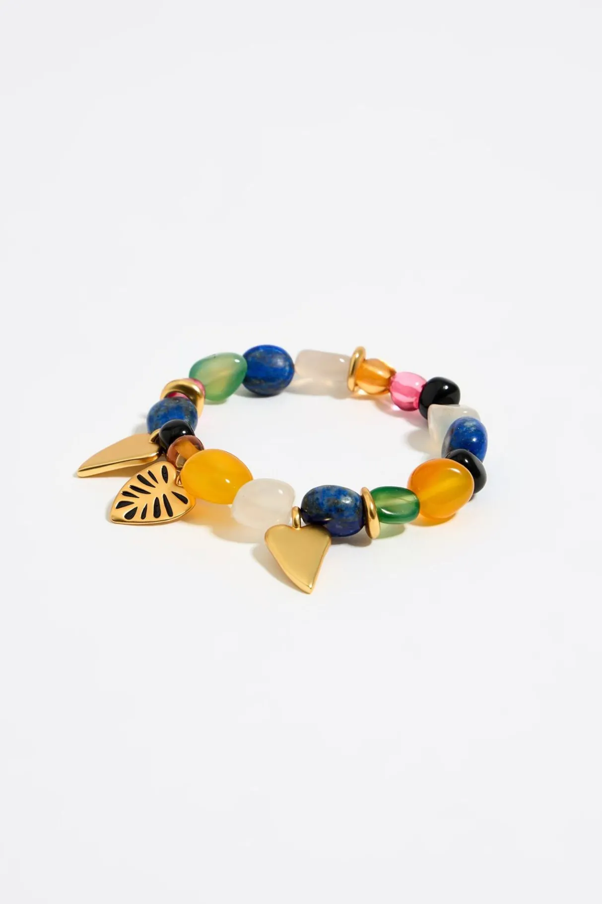 Mujer BIMBA Y LOLA Pulseras<Pulsera Elastica Piedras Y Hojas Doradas