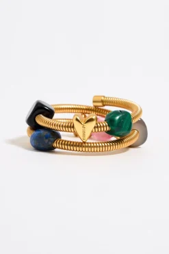 Mujer BIMBA Y LOLA Pulseras<Pulsera Espiral Dorada Piedras Y Corazones