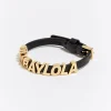 Mujer BIMBA Y LOLA Pulseras<Pulsera Fina Letras Logo Piel Negra