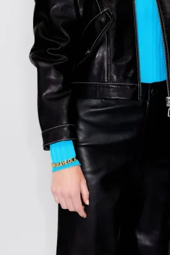 Mujer BIMBA Y LOLA Pulseras<Pulsera Fina Letras Logo Piel Negra