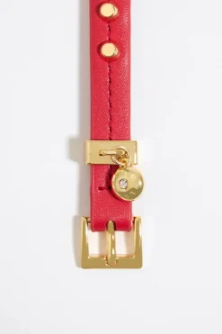 Mujer BIMBA Y LOLA Pulseras<Pulsera Piel Tachas Roja