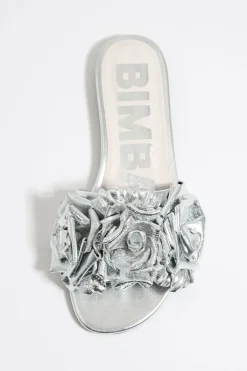 Mujer BIMBA Y LOLA Sandalias<Sandalia Plana Flores Piel Plata