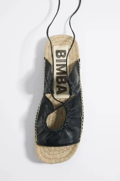 Mujer BIMBA Y LOLA Alpargatas<Sandalia Plana Yute Acordonada Piel Negra