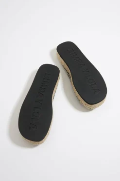 Mujer BIMBA Y LOLA Alpargatas<Sandalia Plana Yute Acordonada Piel Negra