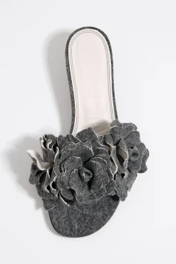 Mujer BIMBA Y LOLA Sandalias<Sandalia Tacon Flores Denim Negra