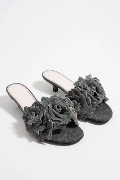 Mujer BIMBA Y LOLA Sandalias<Sandalia Tacon Flores Denim Negra