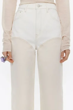 Mujer BIMBA Y LOLA Pantalones<Straight Cropped - Vaquero Alto Bicolor Crudo