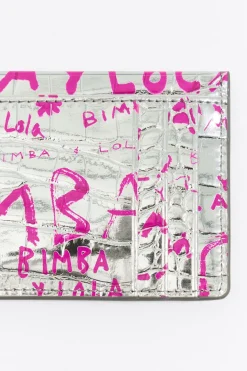 Mujer BIMBA Y LOLA Tarjeteros<Tarjetero Grabado Cocodrilo Plata