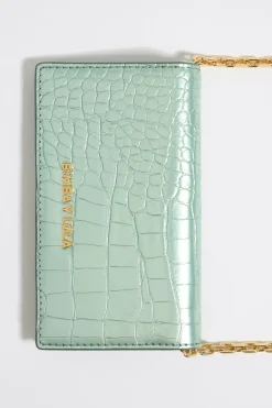 Mujer BIMBA Y LOLA Carteras Y Monederos<Tarjetero-Monedero Grabado Cocodrilo Verde Claro
