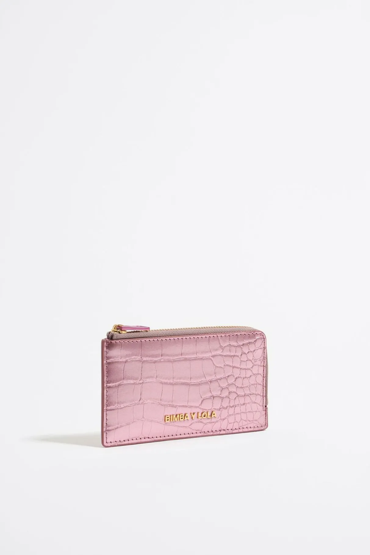 Mujer BIMBA Y LOLA Carteras Y Monederos<Tarjetero-Monedero Grabado Cocodrilo Rosa Claro