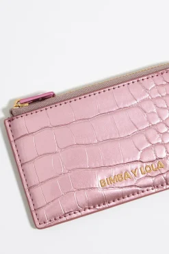 Mujer BIMBA Y LOLA Carteras Y Monederos<Tarjetero-Monedero Grabado Cocodrilo Rosa Claro
