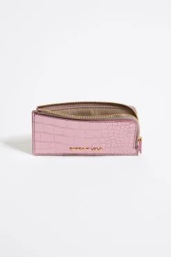 Mujer BIMBA Y LOLA Carteras Y Monederos<Tarjetero-Monedero Grabado Cocodrilo Rosa Claro