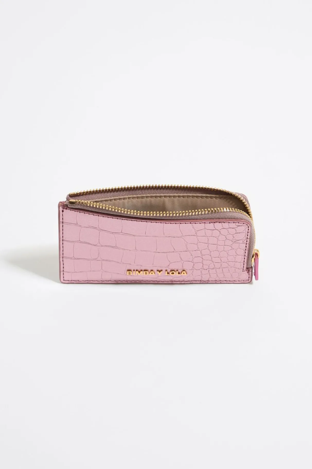 Mujer BIMBA Y LOLA Carteras Y Monederos<Tarjetero-Monedero Grabado Cocodrilo Rosa Claro