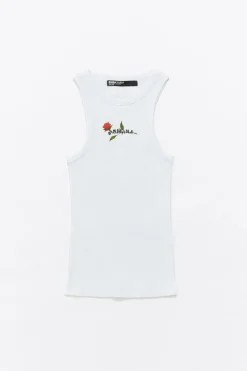 Mujer BIMBA Y LOLA Camisetas<Top Ajustado Logo Estampado Blanco