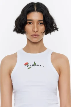 Mujer BIMBA Y LOLA Camisetas<Top Ajustado Logo Estampado Blanco