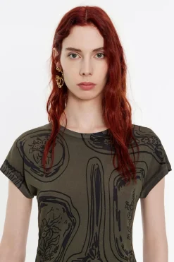 Mujer BIMBA Y LOLA Camisetas<Top Ajustado Punto Mirrors Caqui