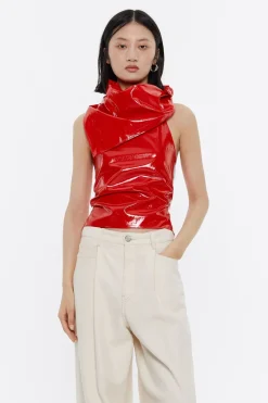 Mujer BIMBA Y LOLA Camisas<Top Ajustado Tejido Fantasia Rojo