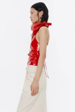 Mujer BIMBA Y LOLA Camisas<Top Ajustado Tejido Fantasia Rojo