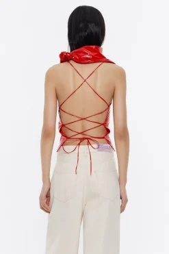 Mujer BIMBA Y LOLA Camisas<Top Ajustado Tejido Fantasia Rojo