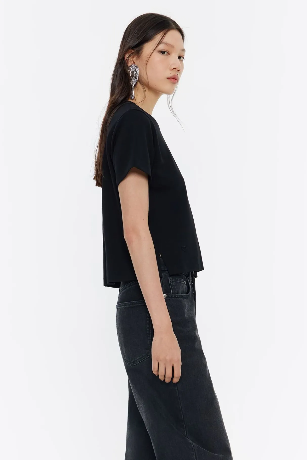 Mujer BIMBA Y LOLA Camisetas<Top Recto Corto Punto Roma Negro