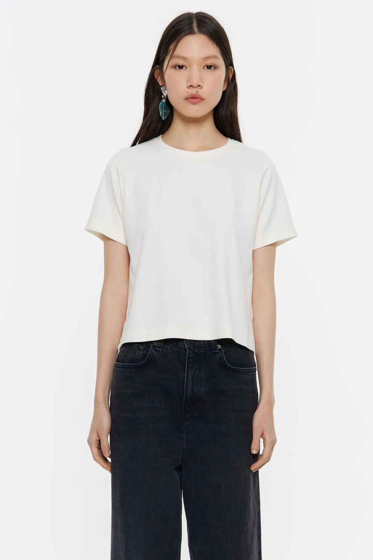 Mujer BIMBA Y LOLA Camisetas<Top Recto Corto Punto Roma Marfil