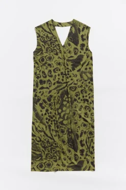 Mujer BIMBA Y LOLA Vestidos Y Monos<Vestido Algodon Midi Animal Mix Verde