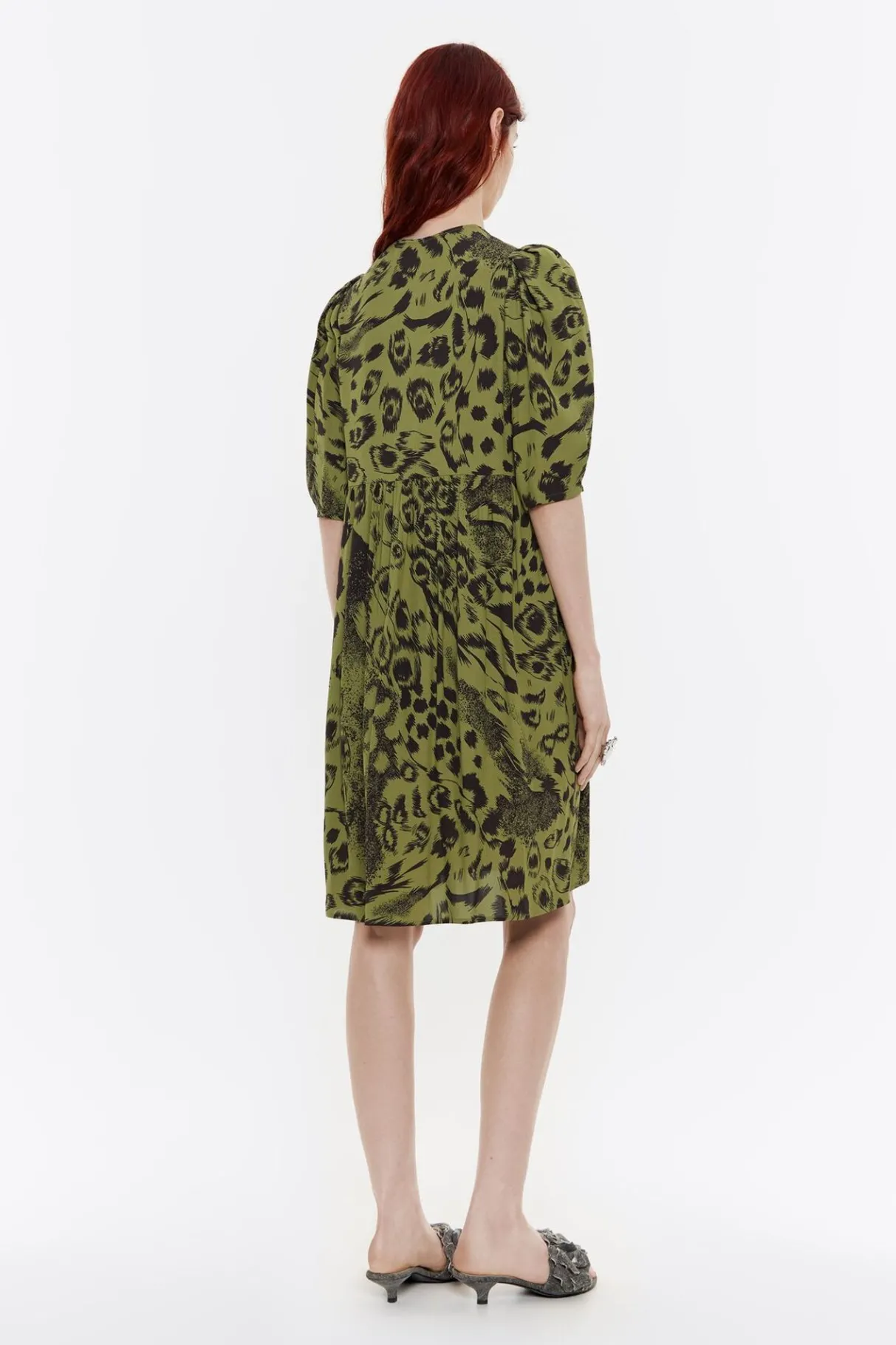 Mujer BIMBA Y LOLA Vestidos Y Monos<Vestido Corto Fluido Animal Mix Verde