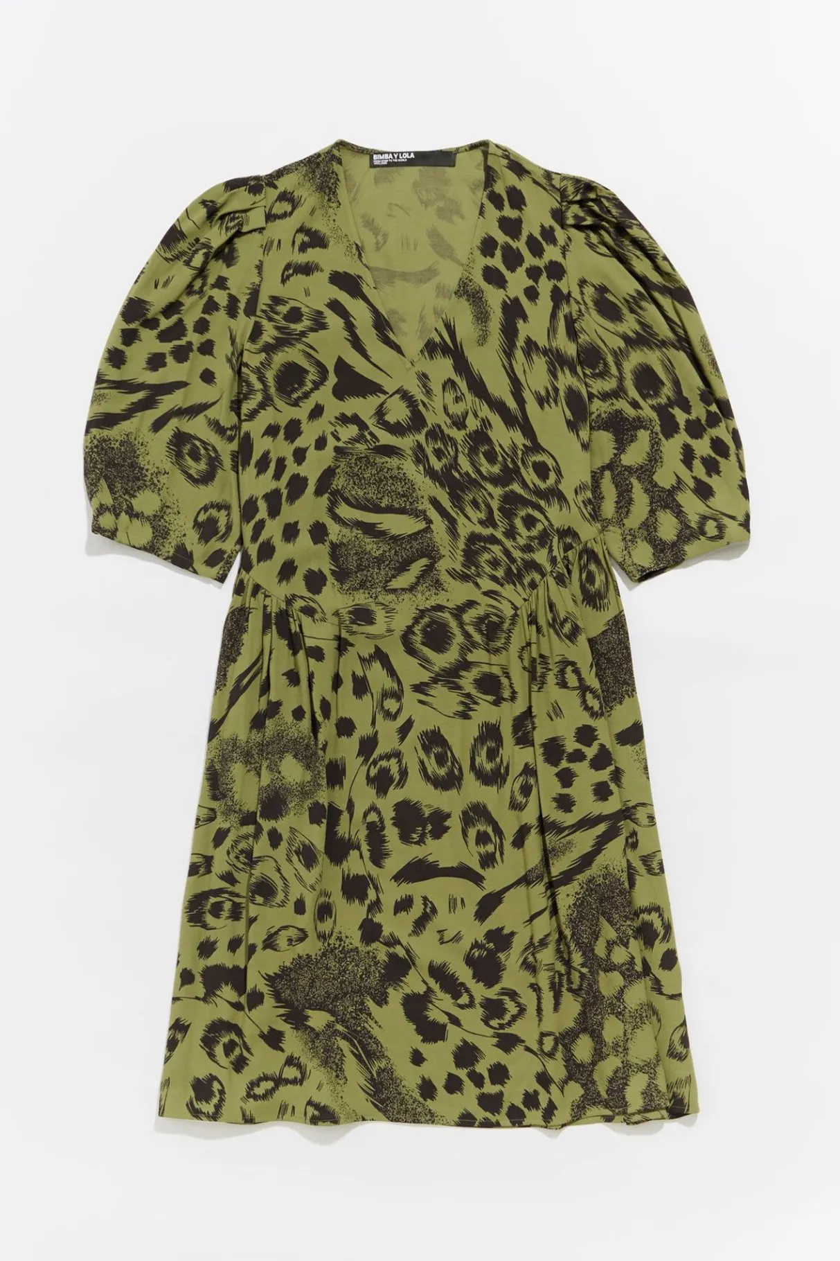 Mujer BIMBA Y LOLA Vestidos Y Monos<Vestido Corto Fluido Animal Mix Verde