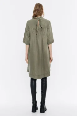 Mujer BIMBA Y LOLA Vestidos Y Monos<Vestido Cuello Panuelo Fluido Caqui