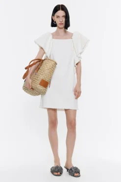 Mujer BIMBA Y LOLA Vestidos Y Monos<Vestido Denim Volantes Crudo