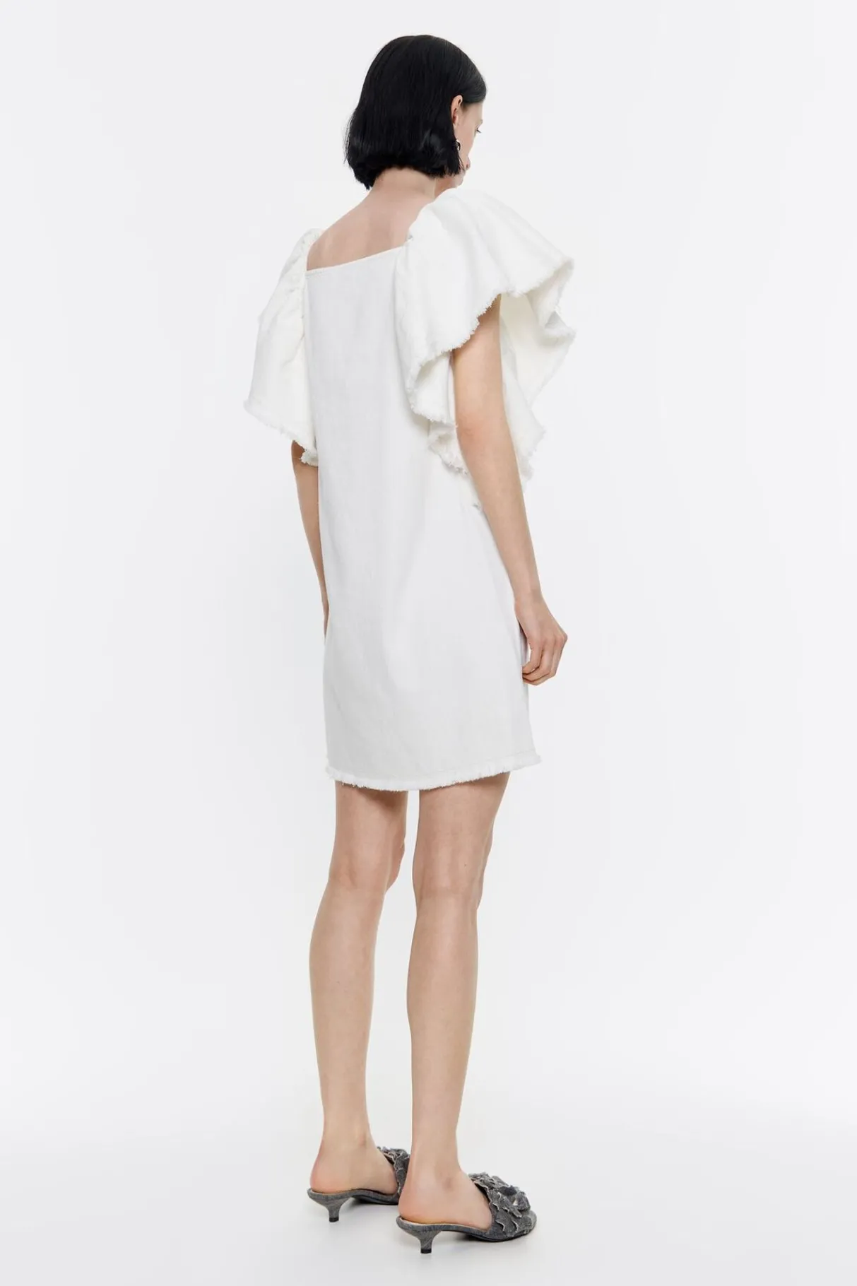 Mujer BIMBA Y LOLA Vestidos Y Monos<Vestido Denim Volantes Crudo