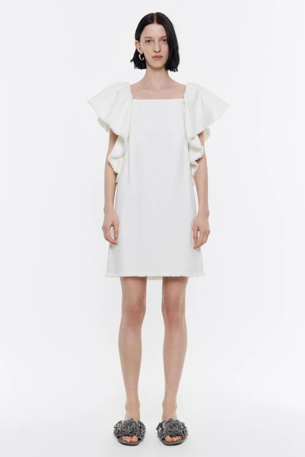 Mujer BIMBA Y LOLA Denim<Vestido Denim Volantes Crudo