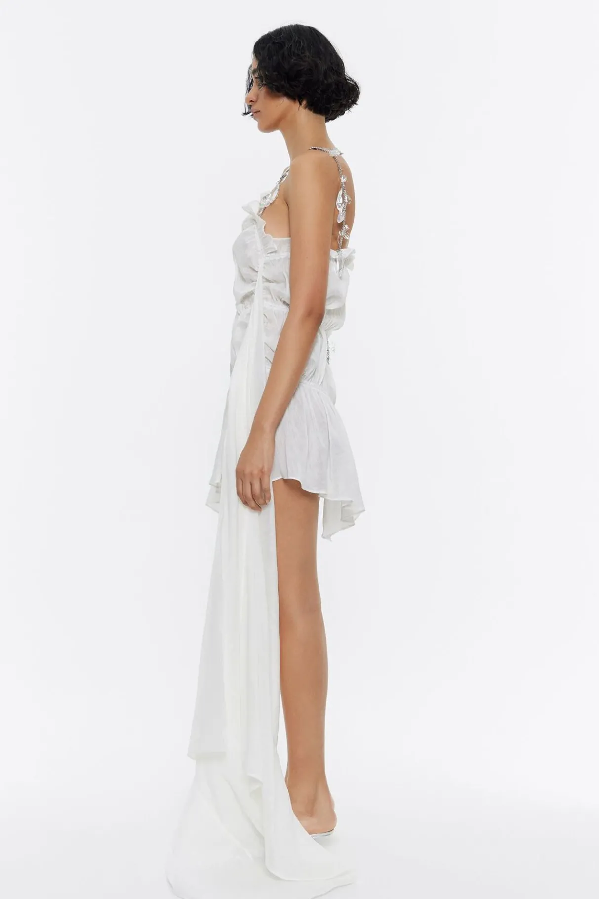 Mujer BIMBA Y LOLA Vestidos Y Monos<Vestido Fruncido Cadenas Marfil