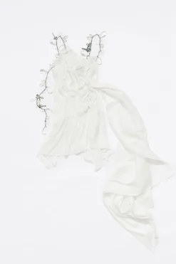 Mujer BIMBA Y LOLA Vestidos Y Monos<Vestido Fruncido Cadenas Marfil