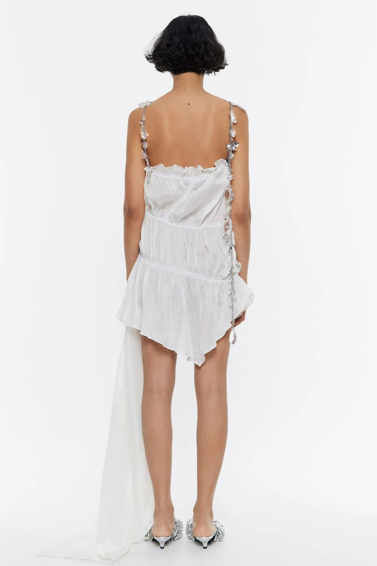 Mujer BIMBA Y LOLA Vestidos Y Monos<Vestido Fruncido Cadenas Marfil