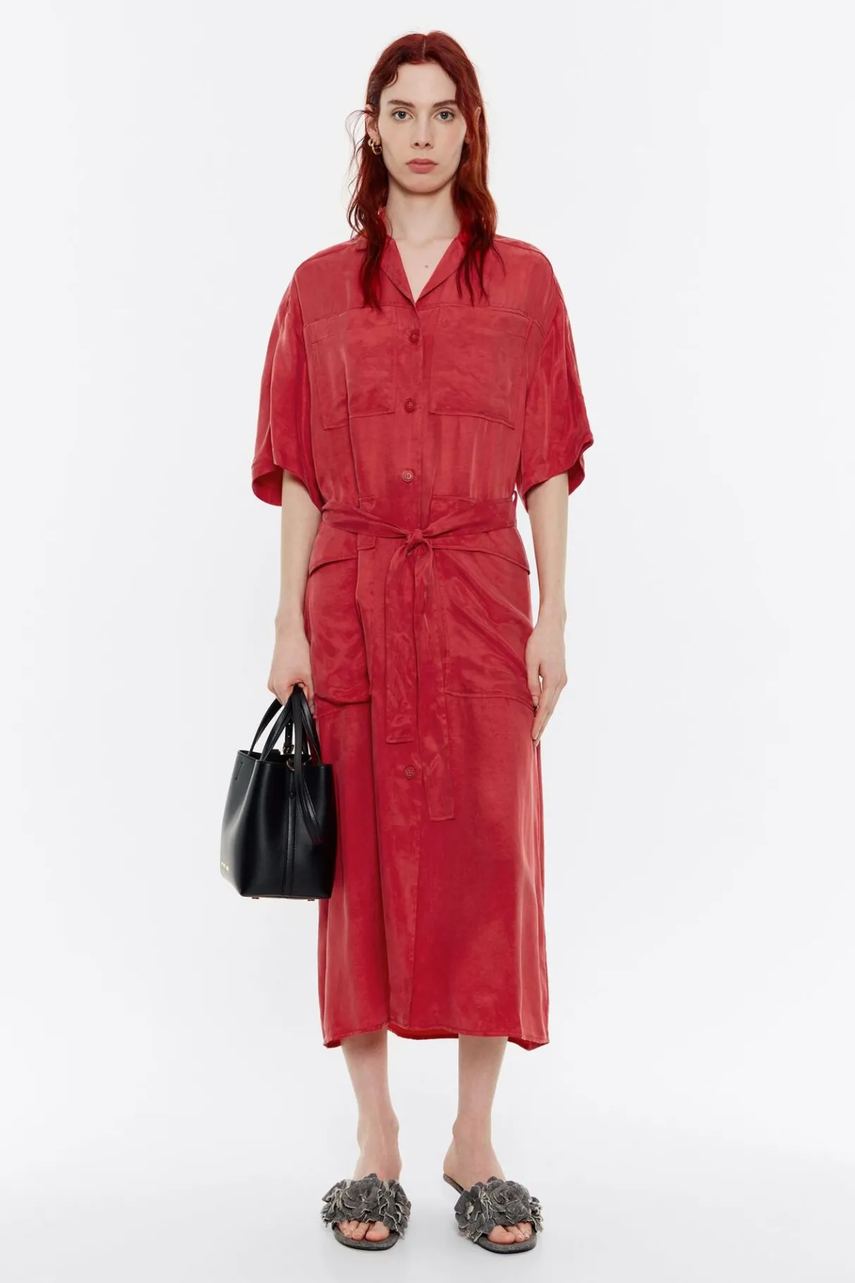 Mujer BIMBA Y LOLA Vestidos Y Monos<Vestido Largo Camisero Rojo