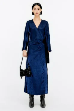 Mujer BIMBA Y LOLA Vestidos Y Monos<Vestido Largo Cruzado Azul Marino