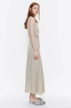 Mujer BIMBA Y LOLA Vestidos Y Monos<Vestido Midi Desflecado Lino Arena Lavado